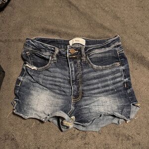 BKE Women's Distressed Jean Shorts - Dark Blue